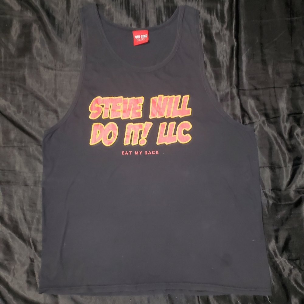 Full Send Steve Will Do It Graphic Tank Top, Black, Large